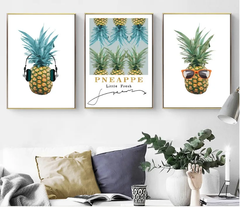 Nordic Кухня крючок номер Украшение фрукты ананас холст Картины Wall Art печать рисунка