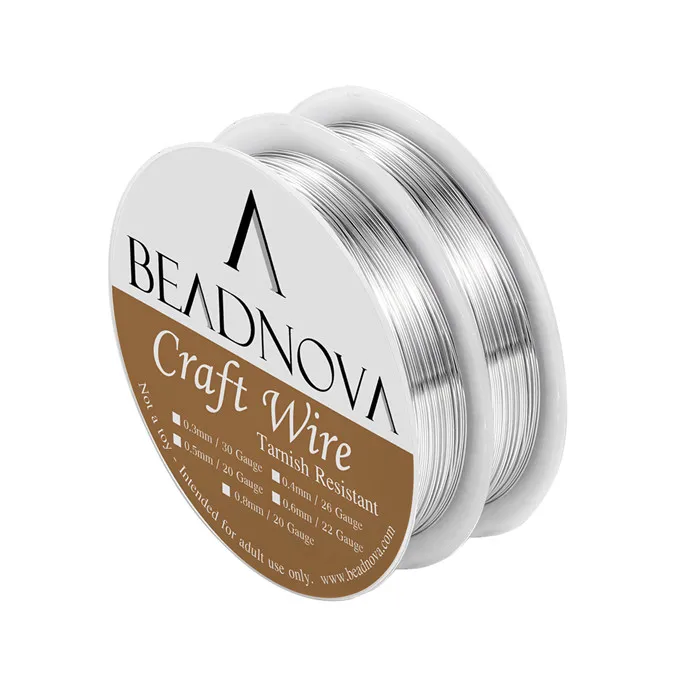 silver-20Gauge-3M Beadnova 26/22/20 калибра потускнения голой Медный провод для изготовления ювелирных изделий(2 рулона пакет - Цвет: silver-20Gauge-3M