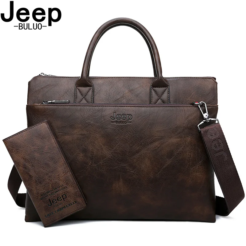 Мужской комплект сумка и кошелек jeep buluo оранжевый портфель для ноутбука 14&quot
