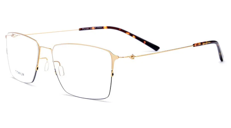 C2. Gold Frame Электрическая оправа из титанового сплава для оптических очков, мужские ультралегкие квадратные очки для близорукости по рецепту, мужские полубезвинтовые очки - Цвет оправы: C2. Gold Frame