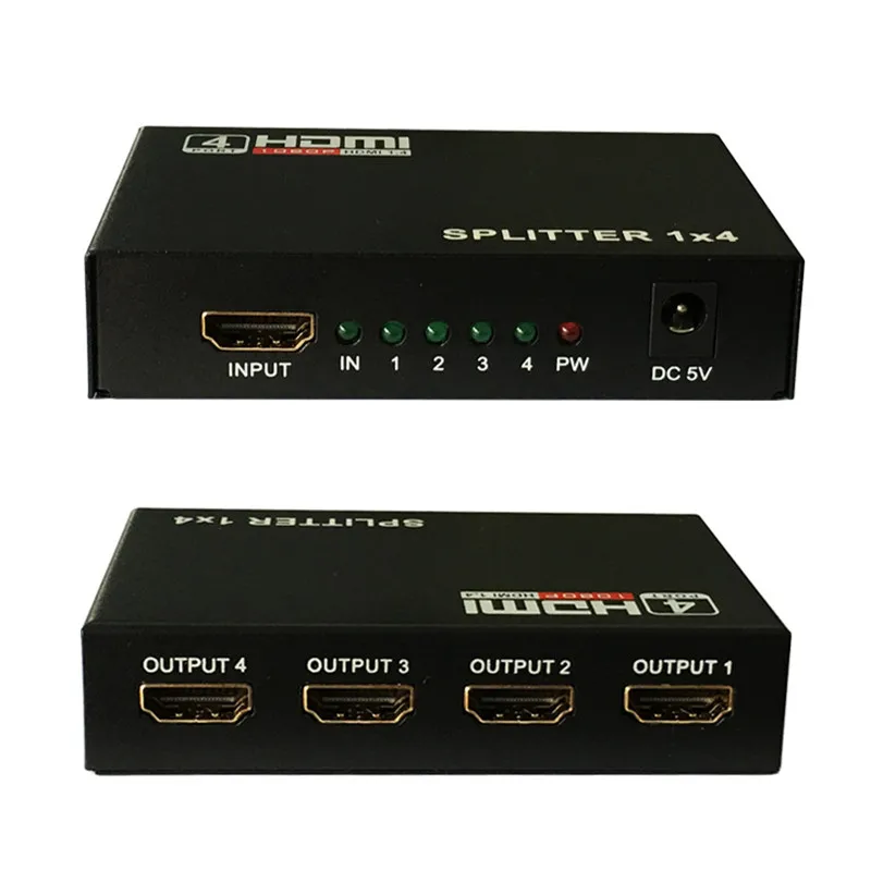 NewBEP HD 1X4 HDMI сплиттер 1 вход 4 выхода 1080P 3D адаптер питания для ПК ноутбук с HDTV