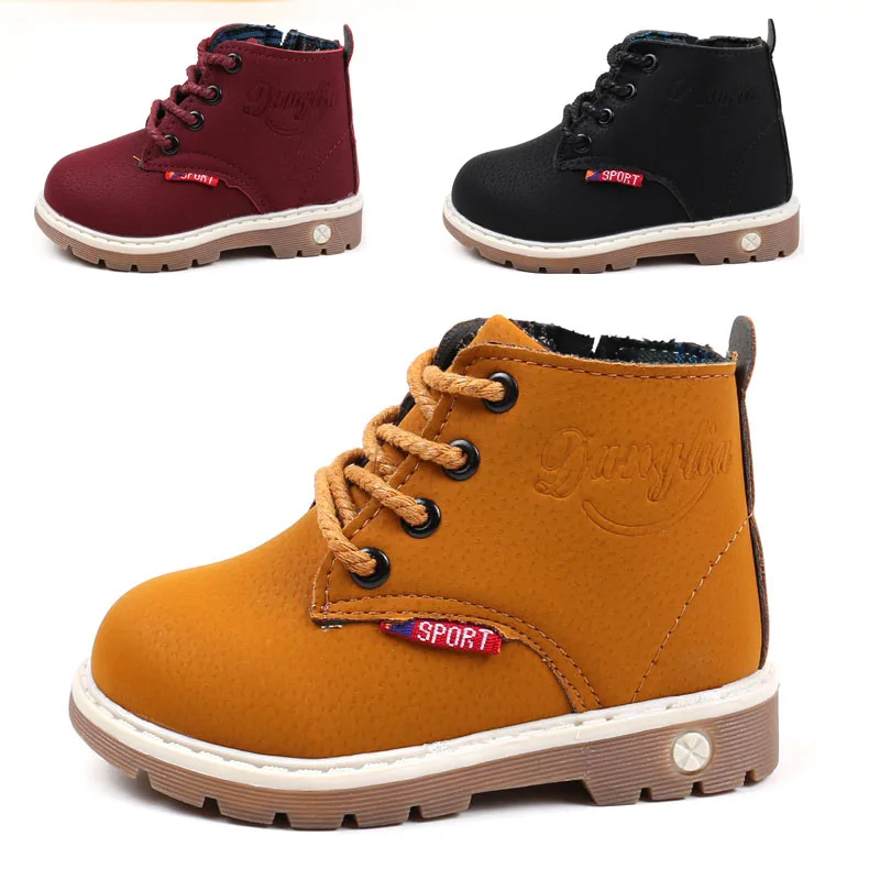 Лидер продаж Детские Ботинки Martin для мальчиков сезон осень зима модные теплые