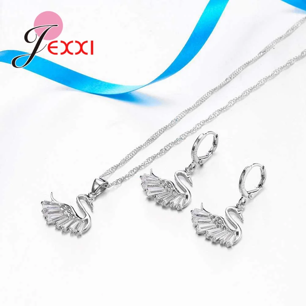 Женский комплект из колье и серёг серебра 925 пробы|necklace earring set|zircon jewelry setearring sets woman