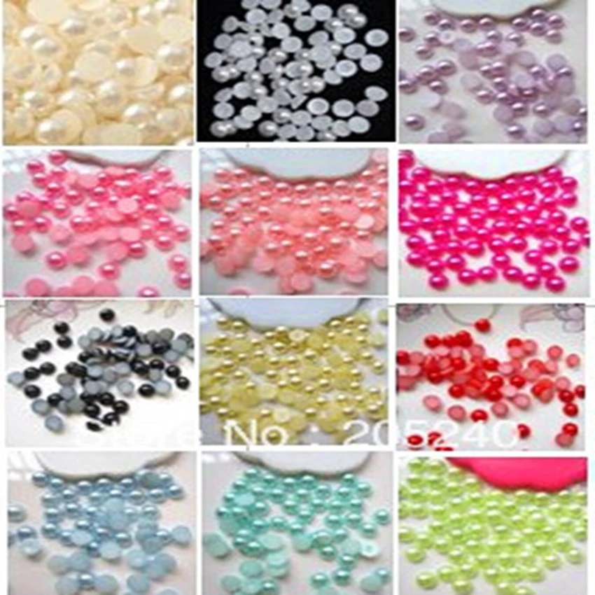 Jewelry Making Supplies For DIY Decoration(4mm,100pcs/Color/Bag,12bags,Total 1200pcs) Cabochon Flat Back Semicircle ABS Beads