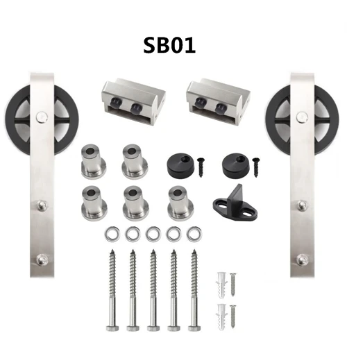 SB01 Stainless steel and carbon steel Rustic sliding door fittings kit without rail - Цвет: SB01