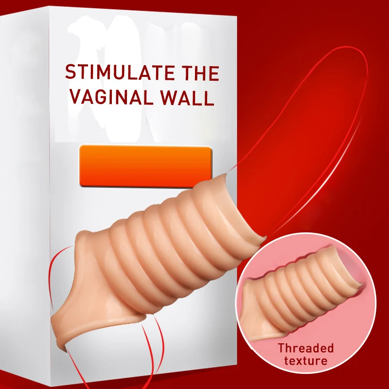 Накладки для увеличения полового члена Penis Enlargement Extension Sleeves для мужчин, устройства для мужской целомудрия, многоразовые презервативы, кольца для полового члена для секс-игрушек.