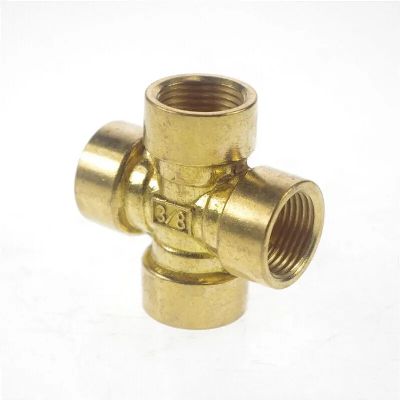 

1pcs 4 ways 3/8" BSP Cross Female Connection Pipe Brass Coupler Adapter