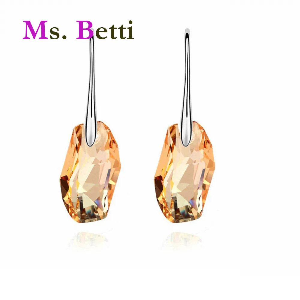 Подарок на день святого валентина Серьги из метеорного камня с кристаллами от Swarovski синий красный розовый AB GSHA тазанит цвета