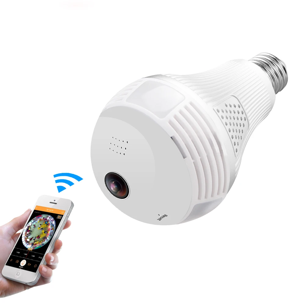 Full HD 960P Wifi лампа камера безопасности панорамная 360 градусов рыбий глаз CCTV