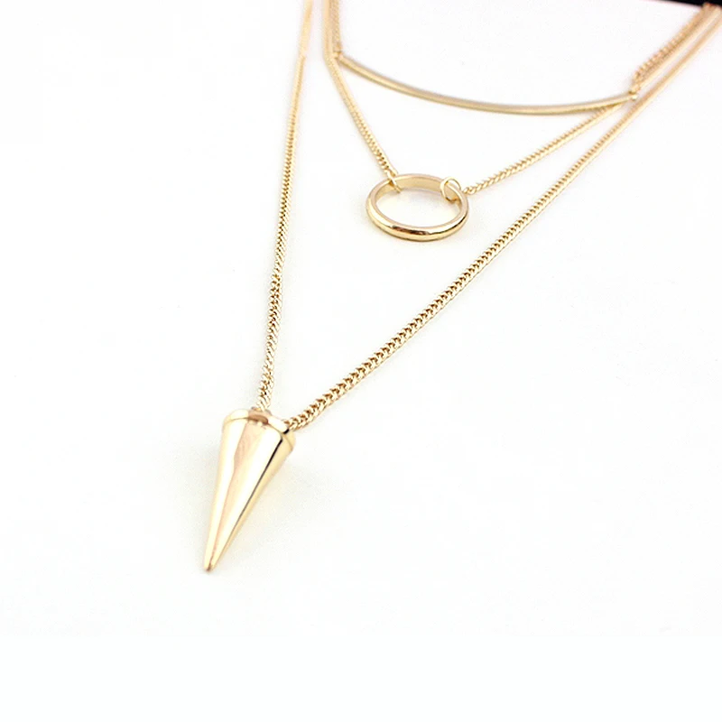 Женское ожерелье с подвеской в стиле панк Золотой многослойное круглой планкой и