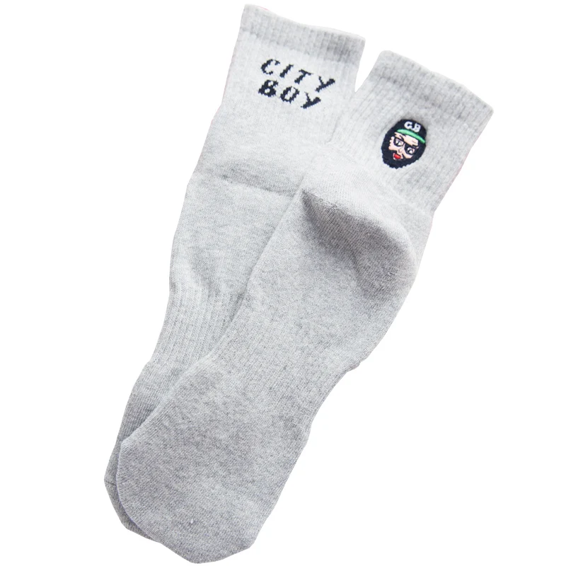 Winter Individuality Embroidery Pattern Extra Thick Towel Hipster Couple Sock Fashion Harajuku style Long Sox with Terry for men | Мужская