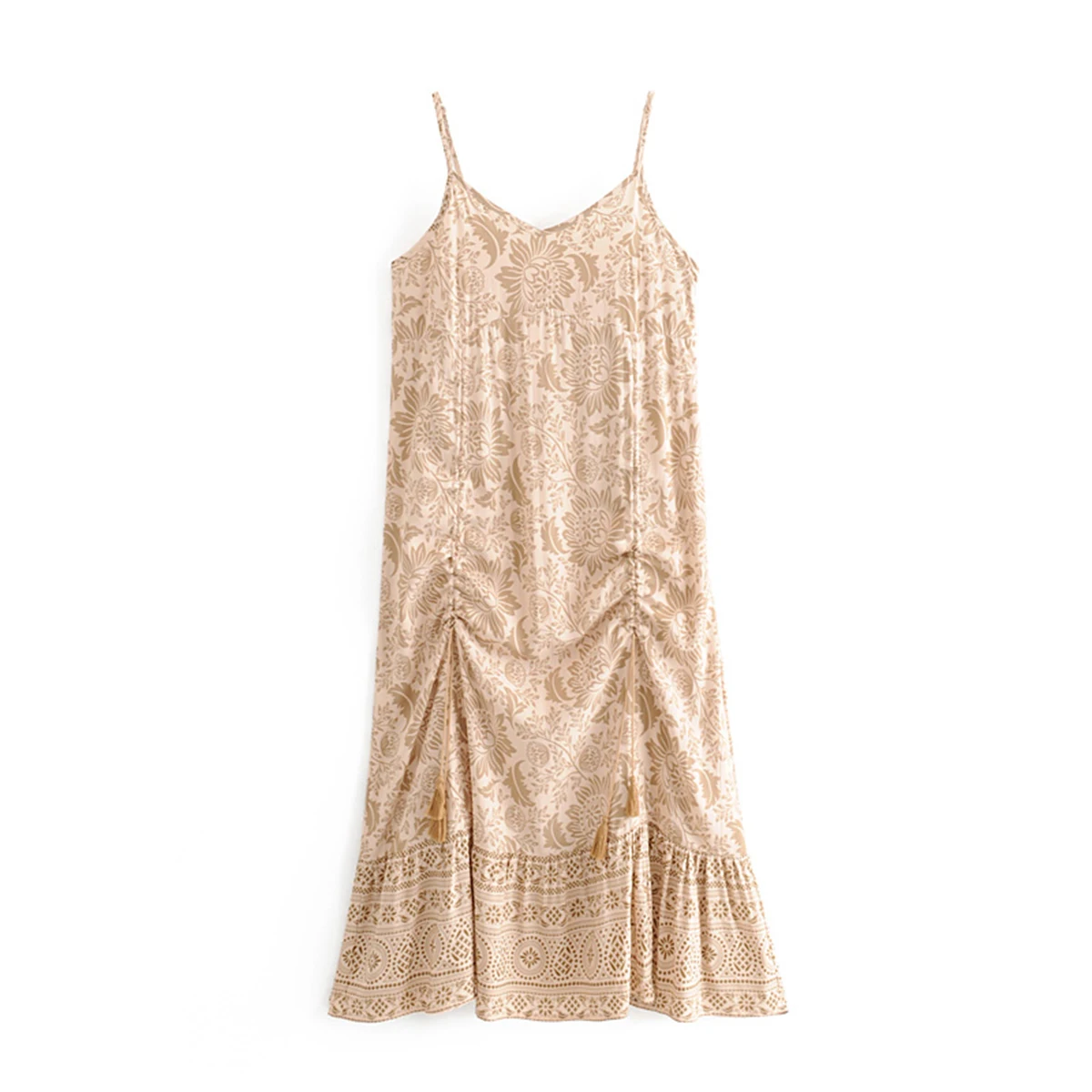 Женское платье с рюшами Lioness богемное оборкой на бретелях повседневная одежда