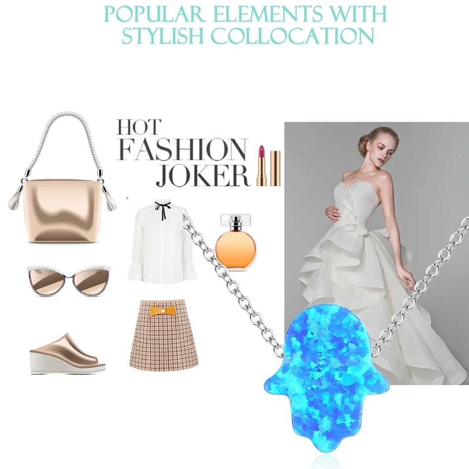 ELESHE Мода синий опал ожерелье для женщин ювелирные изделия в качестве подарка 925