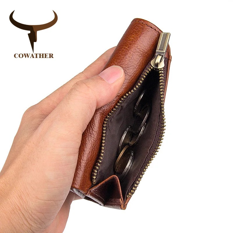 

COWATHER top cow genuine leather wallet high quality new design antimagnetic wallet for men RFID male purses J8187 free shipping