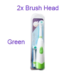 2pcs green 1 шт. вращающаяся электрическая зубная щетка с аккумулятором, вращающаяся зубная щетка, электрическая щетка для взрослых и детей, Сменная головка щетки - Цвет: 2pcs green