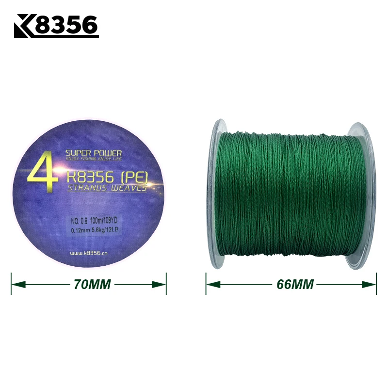 K8356 4 Stands PE Braided Fishing Lines100M 100% Multifilament Wire 8-150LB 109Yards Smoother Mainline Line | Спорт и развлечения