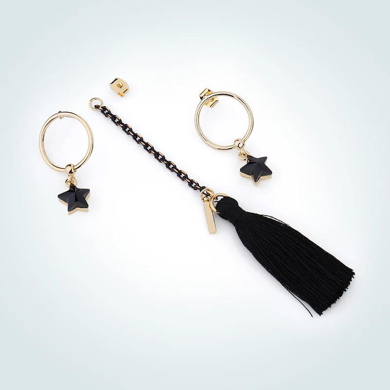 Женские Асимметричные сережки в неоготическом стиле сережки-подвески с черными