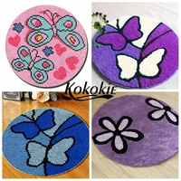 latch hook kits rug tapestry kits diy tapijt printed flower butterfly crochet tapis needle for carpet handwerken knooppakket kit