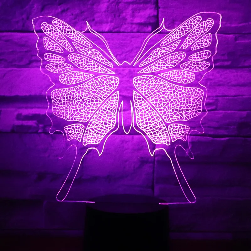 3D LED Night Light Butterfly with 7 Colors for Home Decoration Lamp Amazing Visualization Optical Illusion Awesome | Лампы и освещение