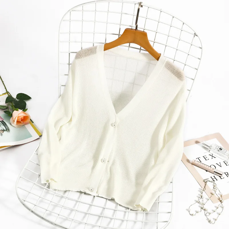 2019 Spring summer casual Women flare sleeve Knitted Cardigan Long Sleeve V-Neck Solid Loose Basic Jacket coat |