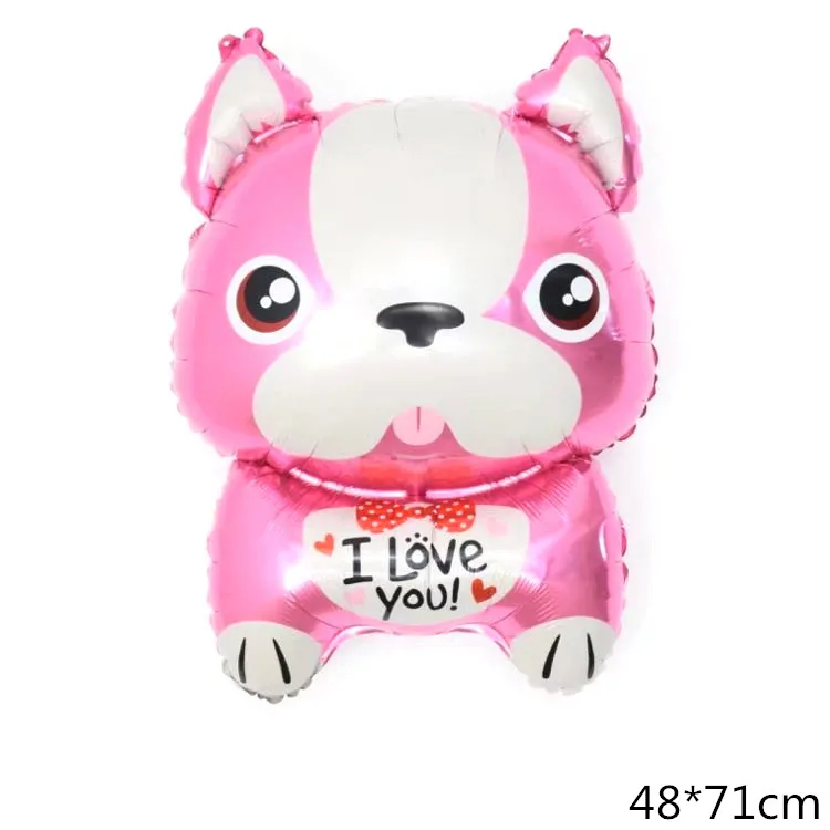 pink pug Мультяшный воздушный шар из фольги в виде животного, панды, лисы, слона, бабочки, динозавра, гелиевые шары для детей, украшения для дня рождения, подарок - Цвет: pink pug