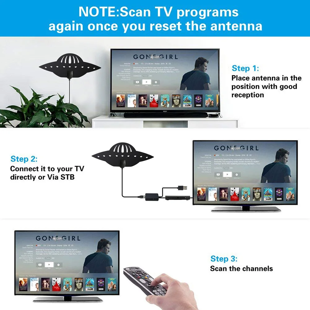 Антенна цифровой высокой четкости НЛО Дизайн HDTV Крытый 4 K 1080 P телевидение 100 Миля