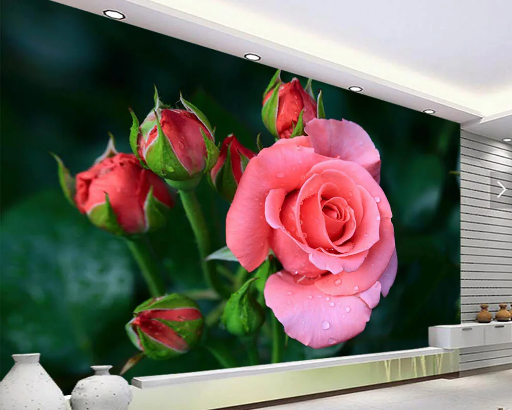 papel de parede Roses Pink color Flowers photo 3d wallpaper living room bar TV sofa wall bedroom kitchen papers home decor | Обустройство