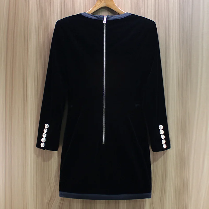 Новинка весны 2018 двубортное Привлекательное Женское платье с металлической