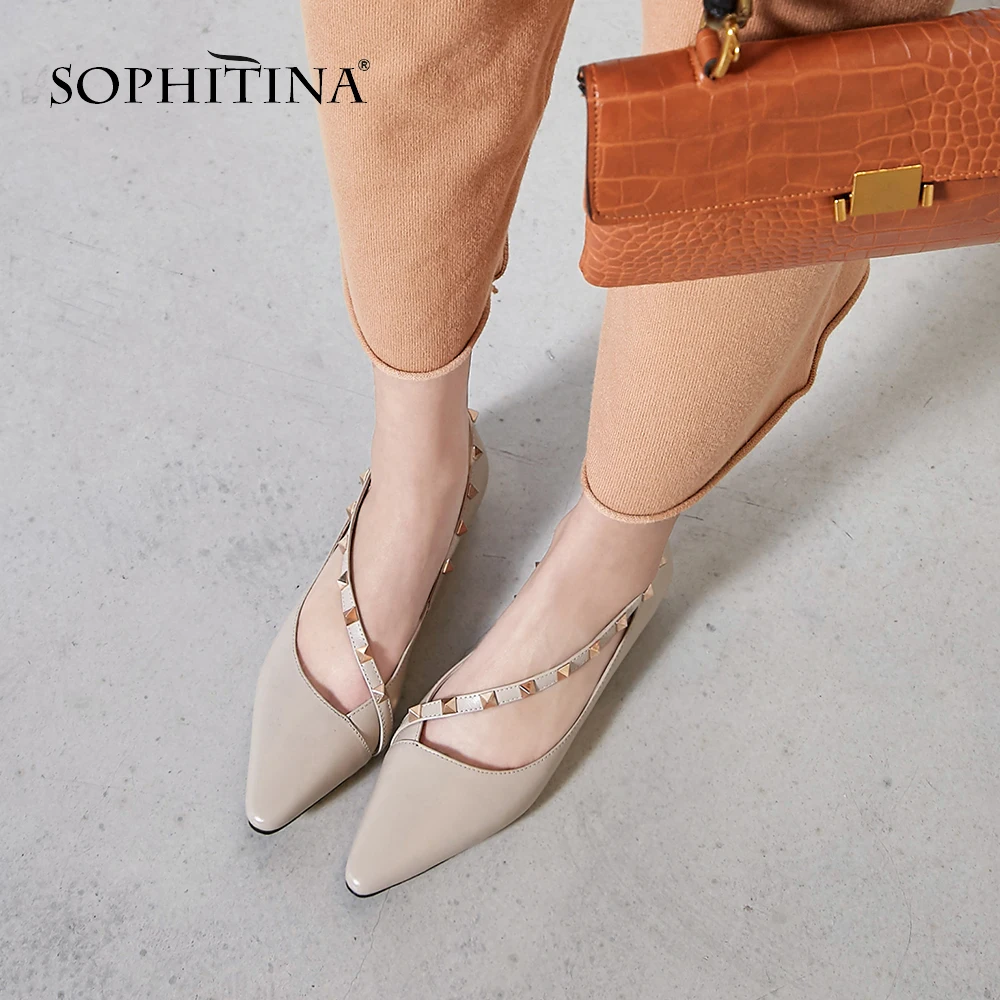SOPHITINA/Новинка; модные женские туфли-лодочки с острым носком; повседневные туфли без застежки на квадратном каблуке; сезон весна-осень; женские туфли-лодочки на низком каблуке; MO194