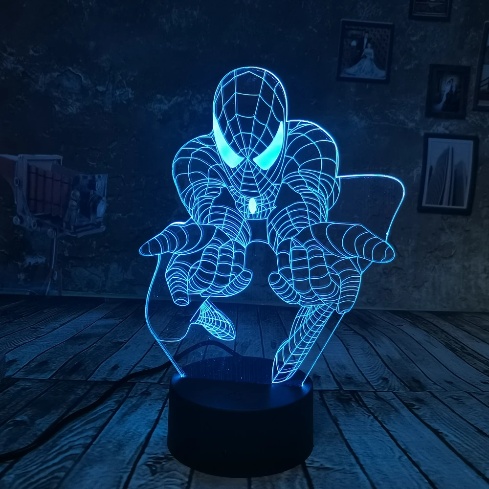 Прямая поставка крутой Marvel Человек паук Свет USB 3D ночник 7 цветов градиентный свет