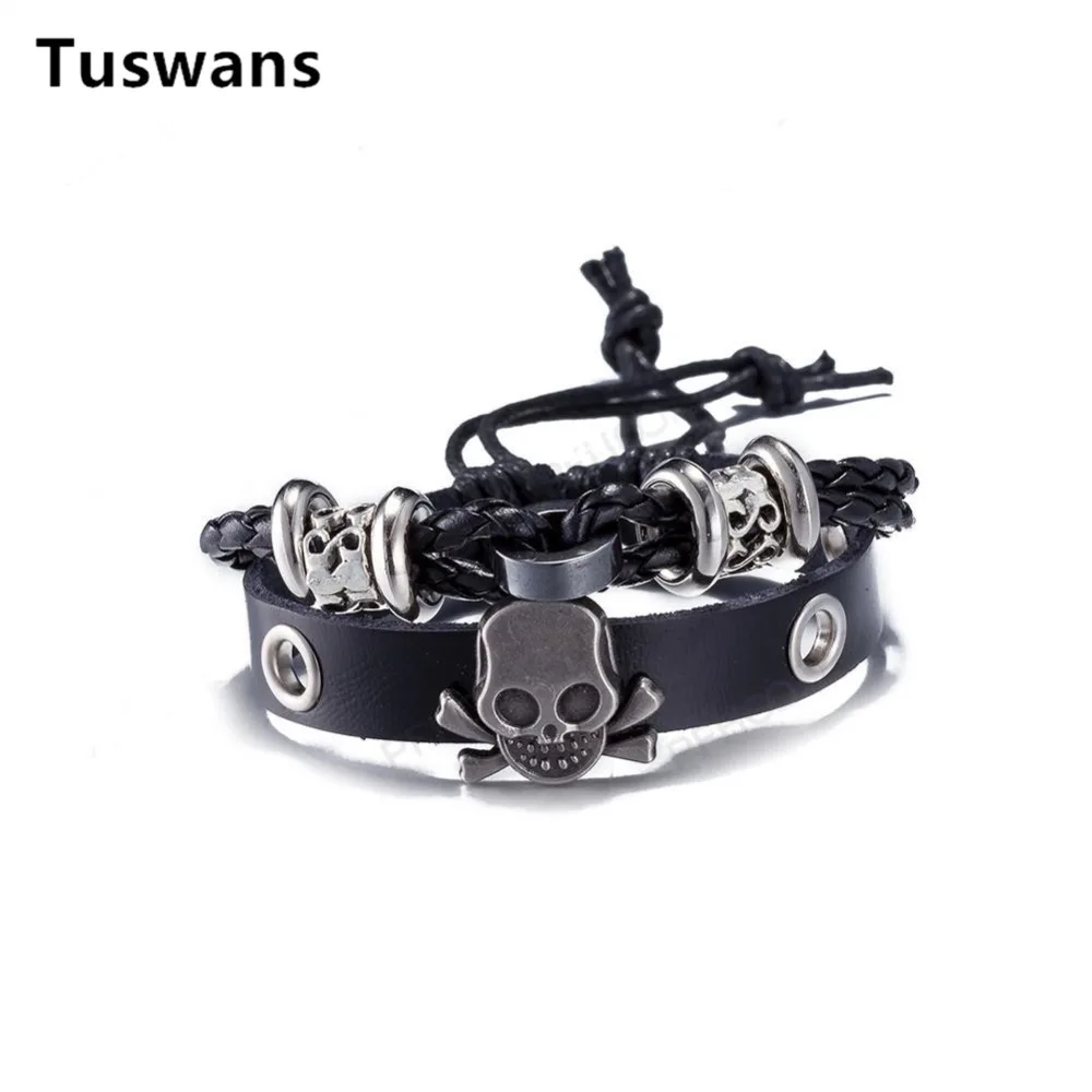 Женский винтажный кожаный браслет со скелетом 30 см|Браслеты с шармами| |