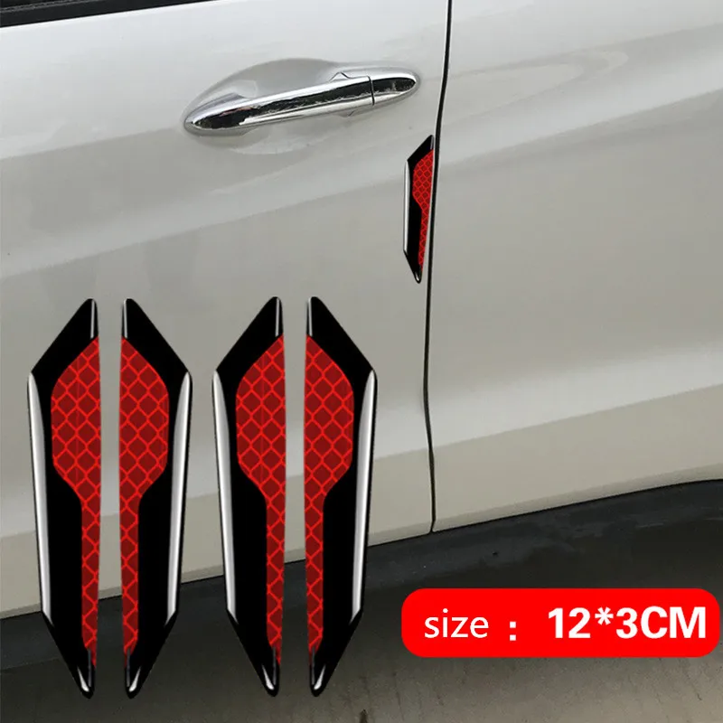 

4pc Car Door Anti-Collision Strip Body Stickers Reflective Stickers Warning Stickers Decorative Scratch-Resistant Modified