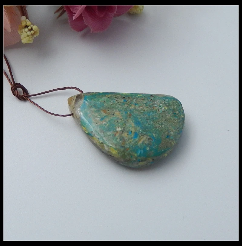 Natural Stone Blue Opal Trendy Necklace Pendant 29x19x7mm 5g