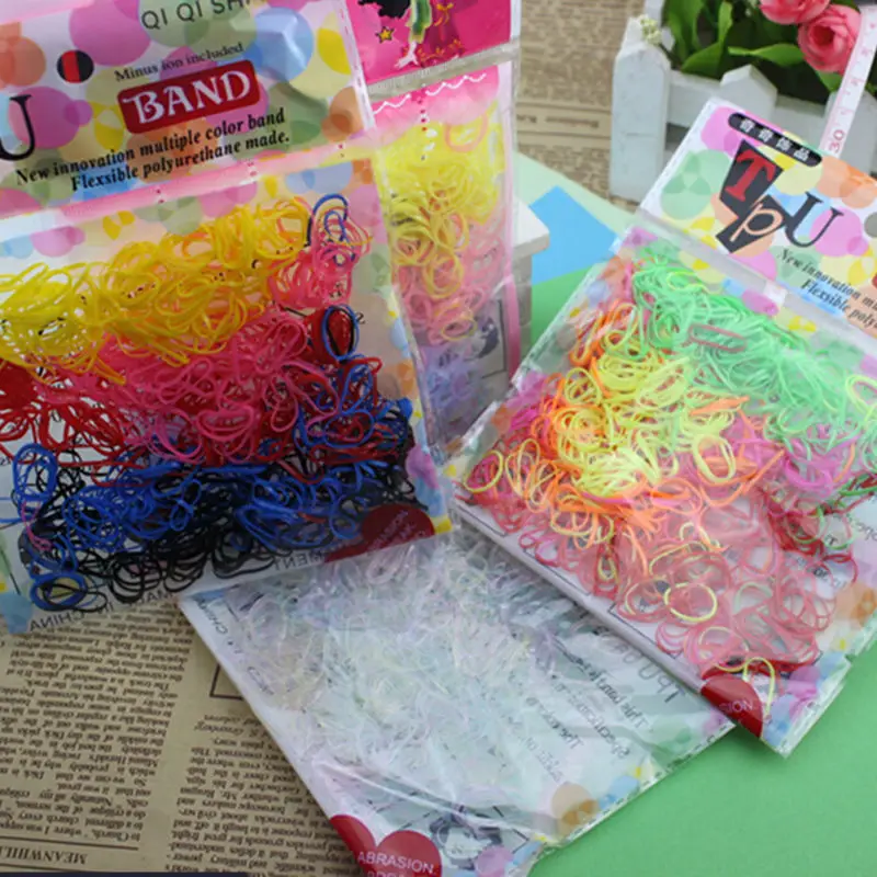 400 шт./пакет Детская резинка для волос ТПУ одноразовая Женская хвоста аксессуары