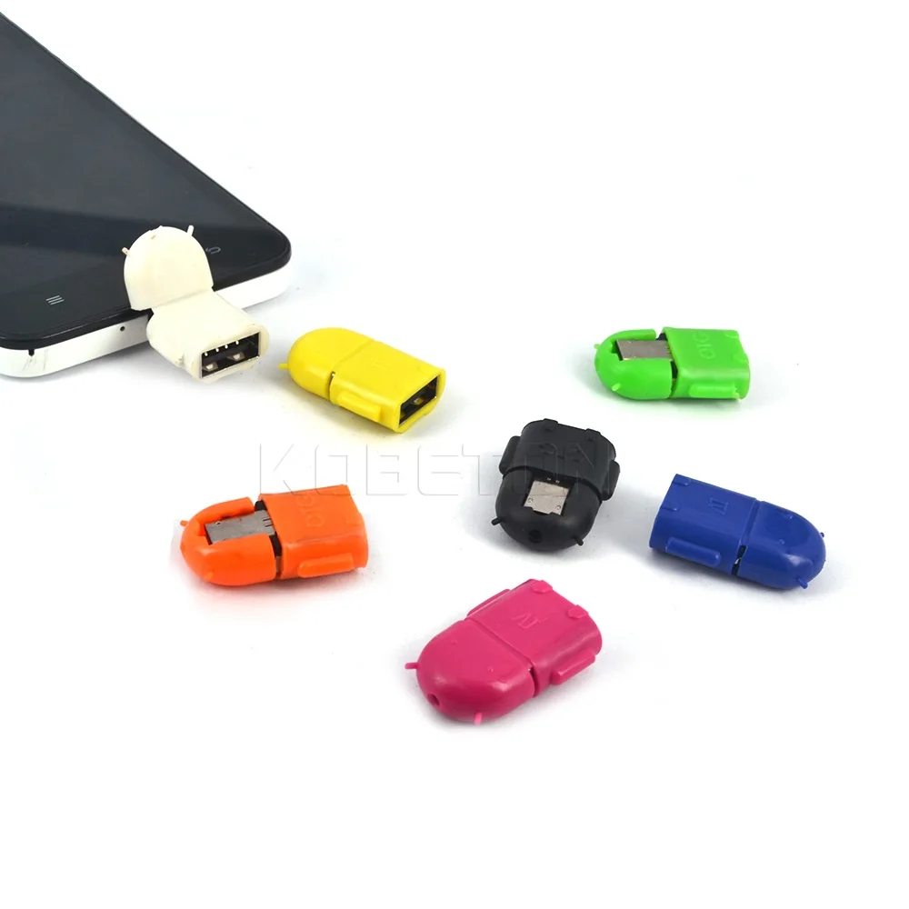 Kebidu 6 шт./лот цвета в форме робота Micro USB OTG HOST кабель адаптер Android для Samsung Galaxy S3 S5 Note3