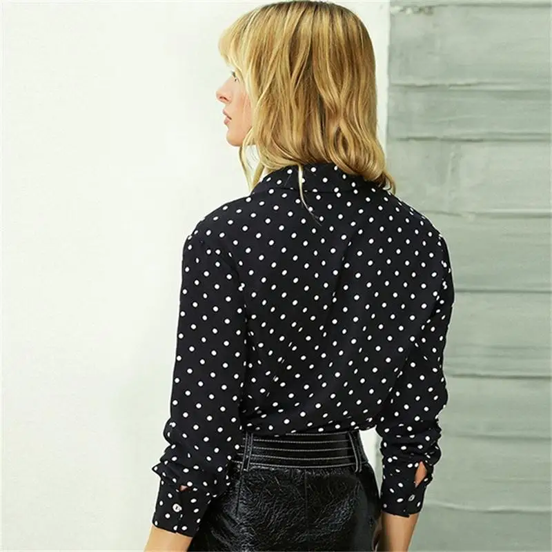 Women Casual Blouse Shirt Long Sleeve Female Stripe Dot Patchwork Spring Autumn Office lady Work Wear Shirts Top chifave |