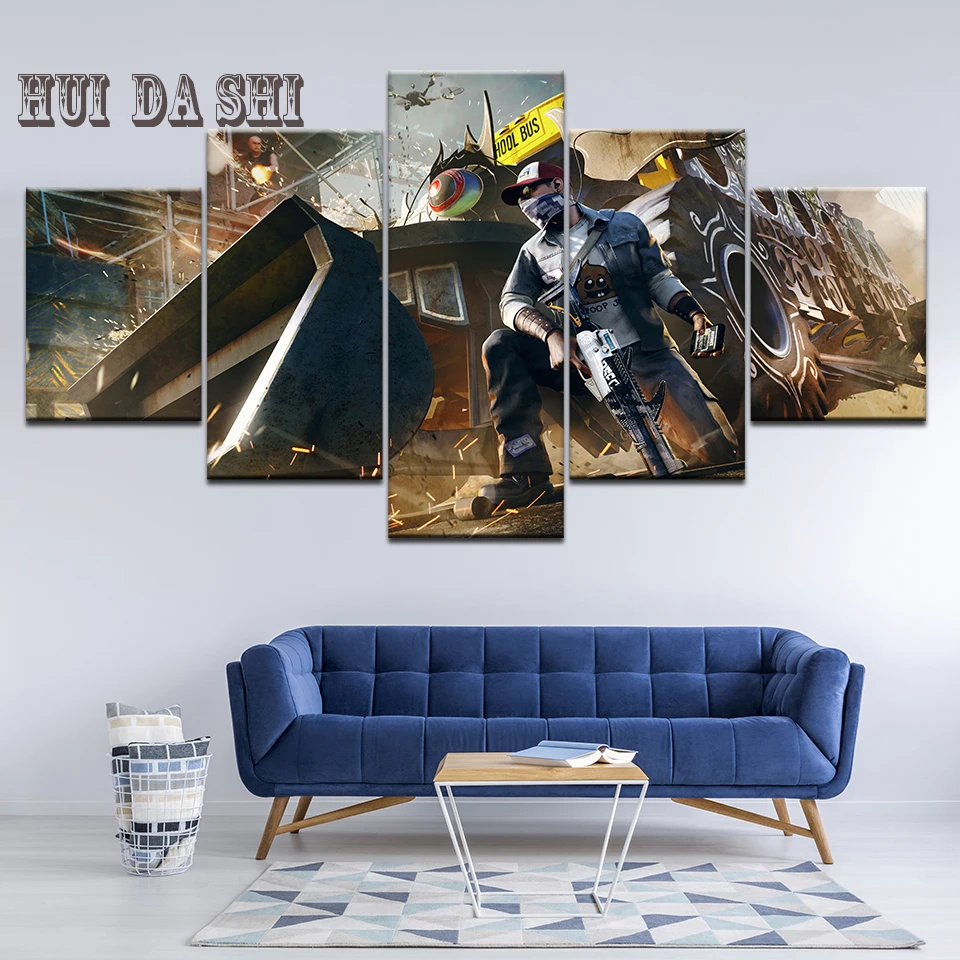 Настенная картина 5 плоскостей на холсте Куадрос украшение часы и собаки 2