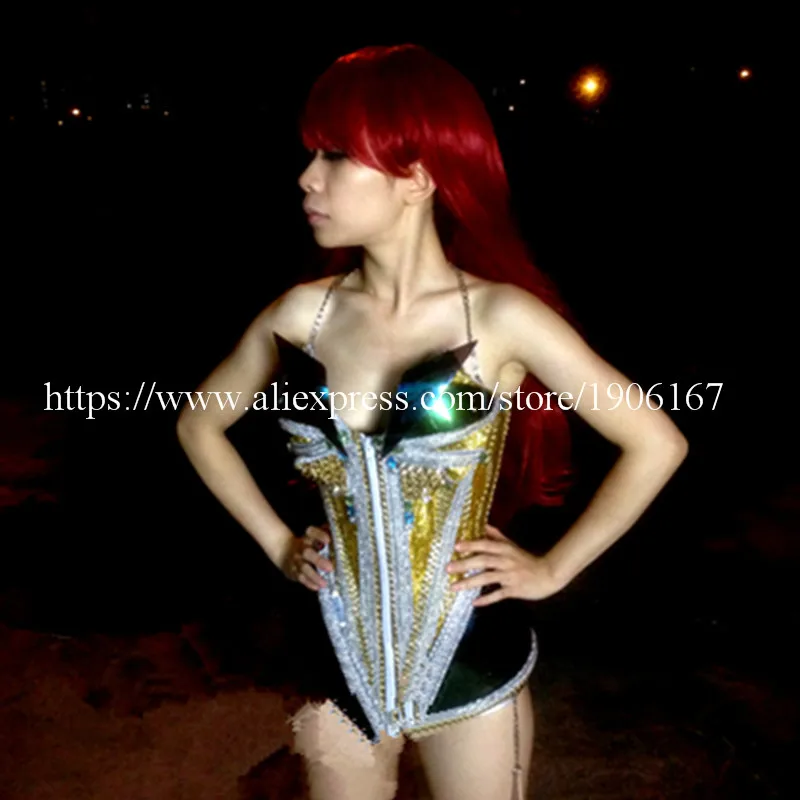 Светодиодные костюмы для бальной комнаты певицы DJ одежда сексуальная женская