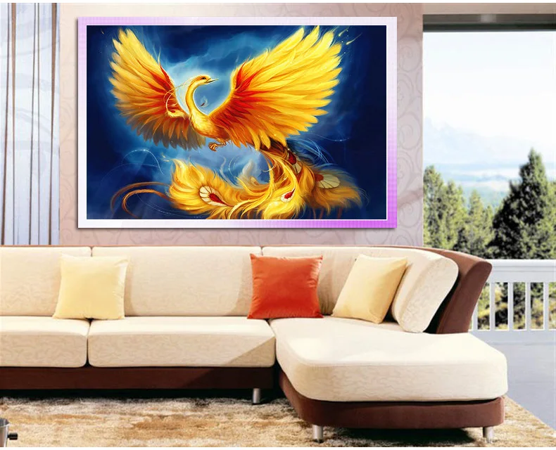 Стразы DIY пластиковые поделки алмазная картина Феникс квадратная Алмазная