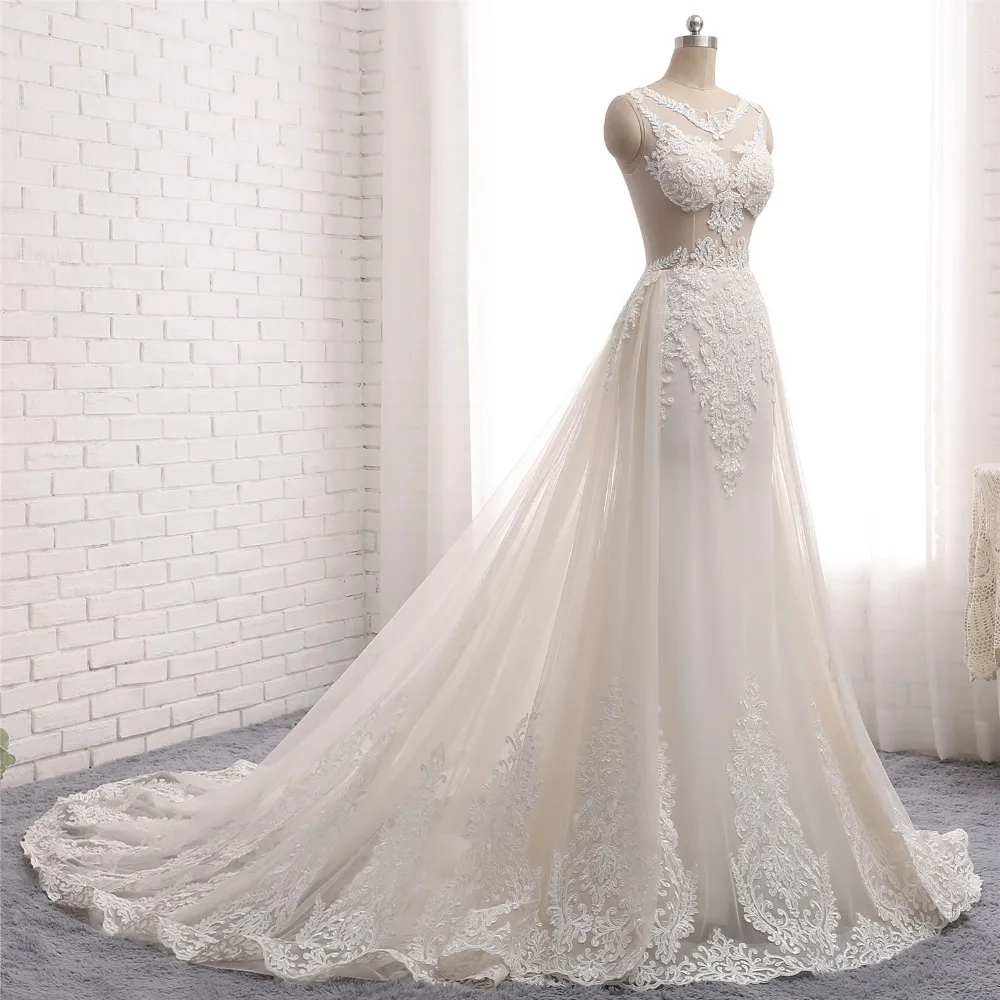 Скромное бальное платье свадебное халат de mariage 2017 вырез лодочка аппликация для