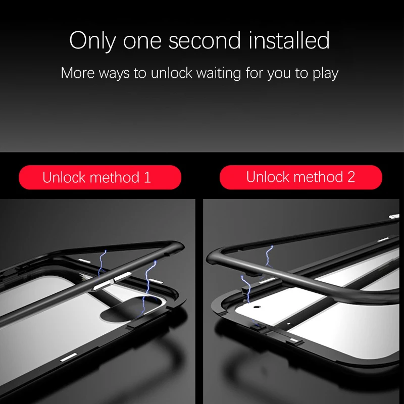 Магнитный металлический чехол для iphone X 7 8 Роскошный из закаленного стекла plus -