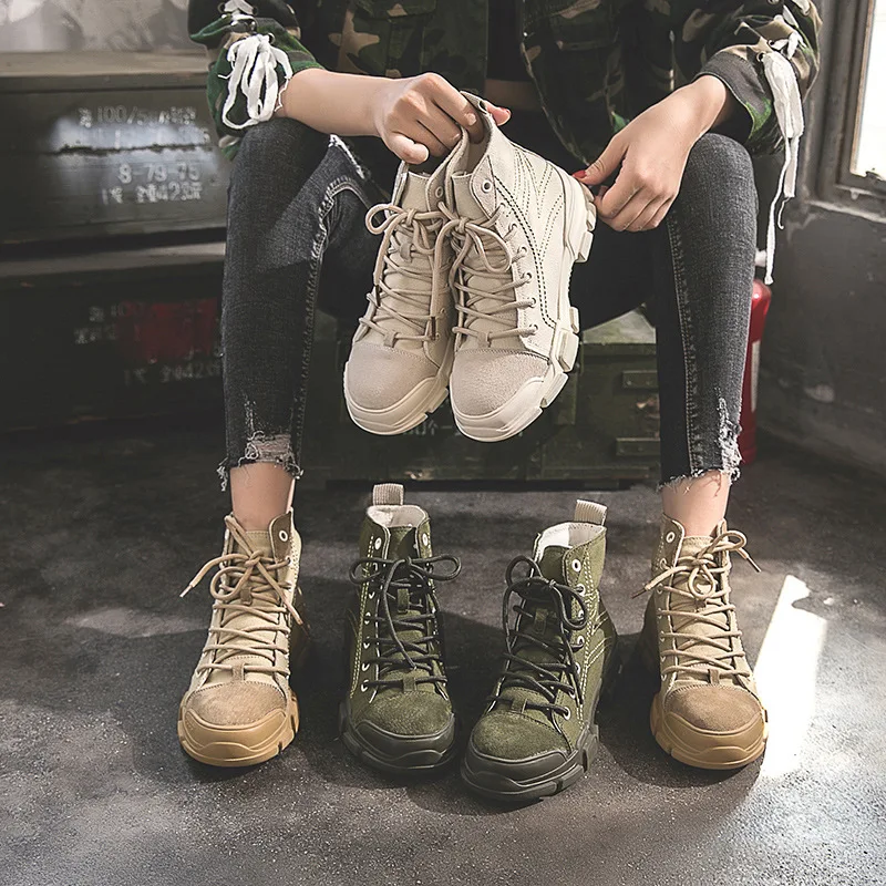 

NEW women ankle riding boots for autumn round toe fashion beige apricot Army Green shoes Casual boots solid flat with lace up