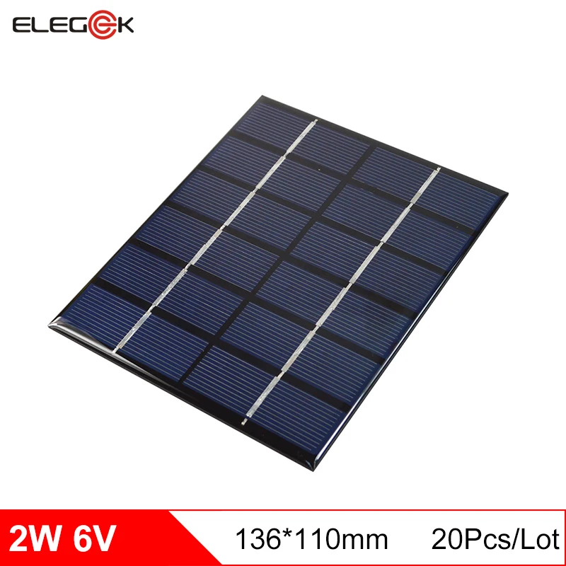 20 шт. поликристаллические солнечные панели ELEGEEK 2 Вт 6 в 136x110 мм|solar module|plate solarsolar panel