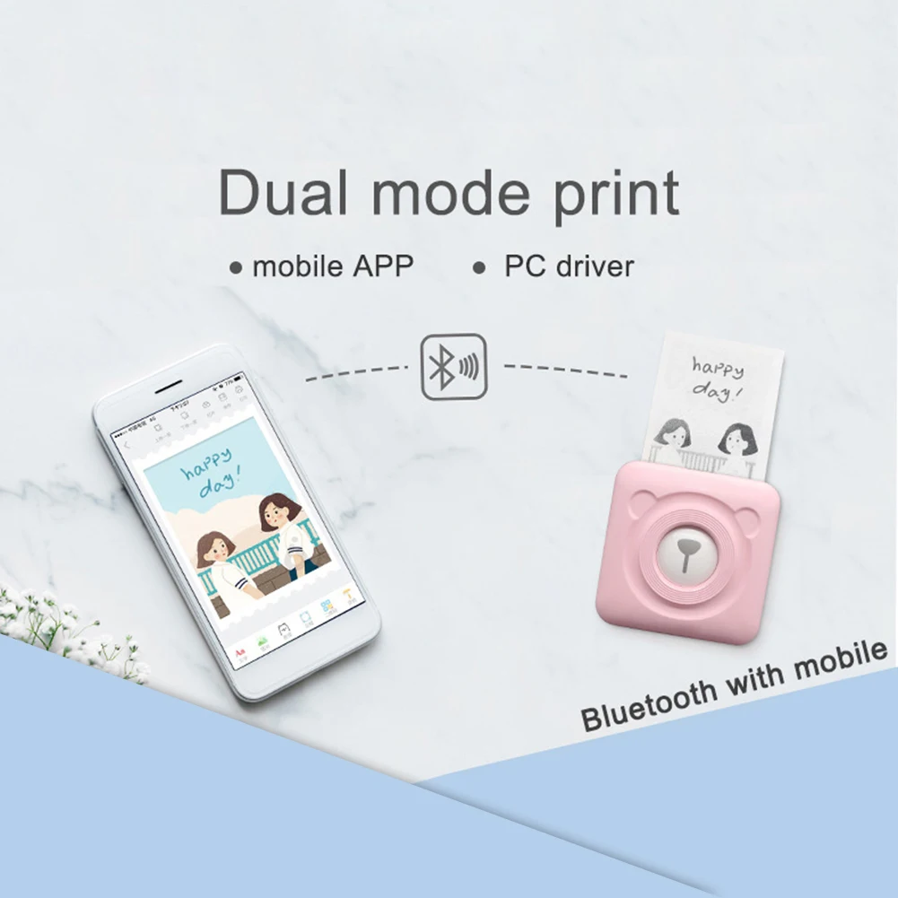 Мини Портативный Bluetooth беспроводной бумажный фотопринтер Карманный термопринтер печать этикеток USB подключение фотопринтер