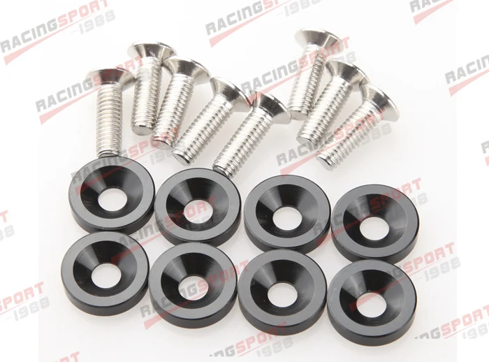 

8 PC Black BILLET ALUMINUM FENDER/BUMPER WASHER/BOLT ENGINE BAY DRESS UP KIT