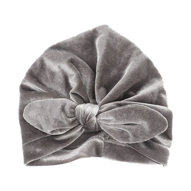 Gray baby hat Новая бархатная детская шапка для девочек, осенне-зимняя шляпа для мальчика, реквизит для фотосъемки, эластичная Младенческая шапочка, тюрбан, шапка, аксессуары для малышей - Цвет: Gray baby hat