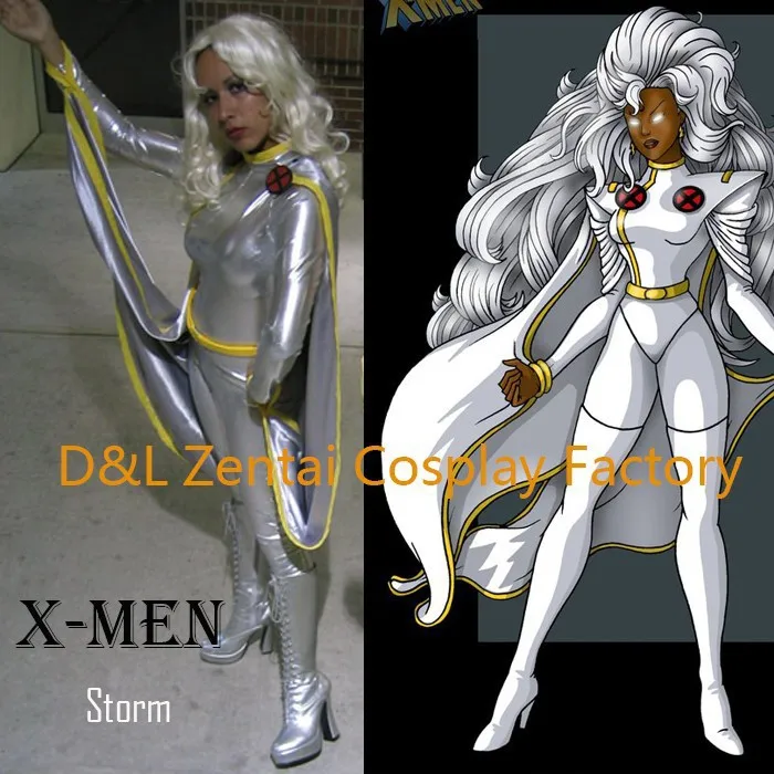 2015 костюм на Хэллоуин супергероя X Men Storm Ororo Munroe Серебряный Блестящий