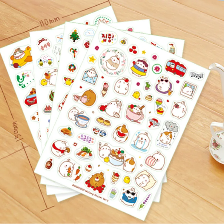 

6 Pcs/Pack Beautiful Season 3 Molang Rabbit Decorative Sticker Diary Sticker DIY Scrapbooking School Stationery Stickers