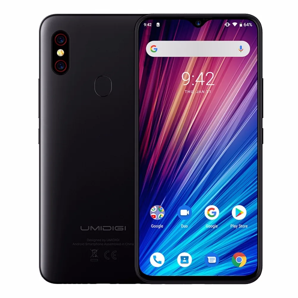 Смартфон UMIDIGI F1 Play, Android 9,0, камера 48 Мп+ 8 Мп+ 16 МП, 5150 мАч, 6 ГБ ОЗУ, 64 Гб ПЗУ, 6,3 дюйма, FHD+ Helio P60, глобальная версия, двойная, 4G