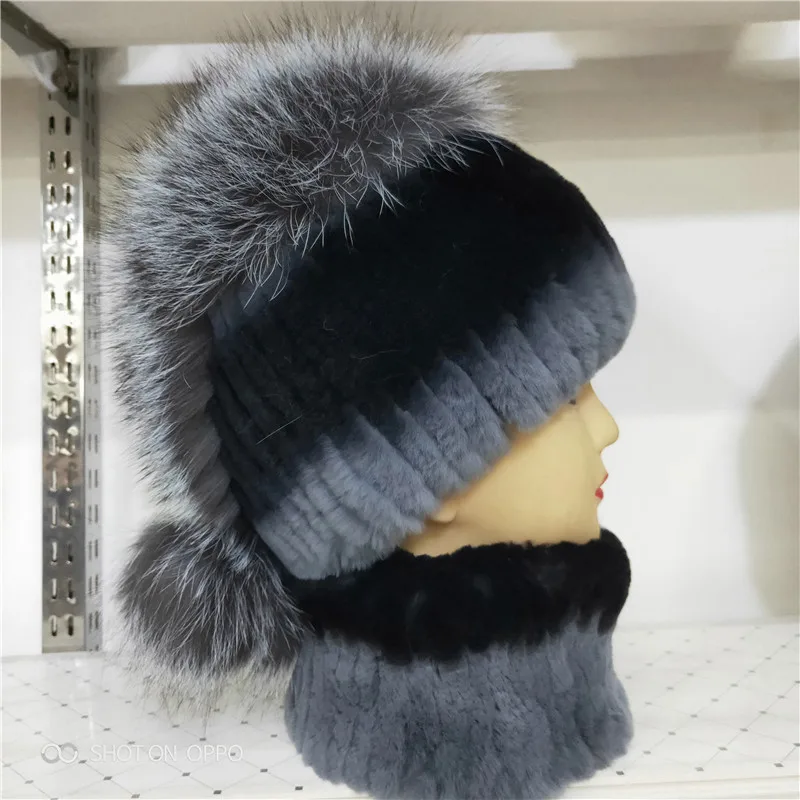 

2020 Russia Hot Sale Winter Real Fur Beanies Hat Women 100% Genuine Real Rex Rabbit Hat Good Elastic Knitted Rex Rabbit Fur Caps